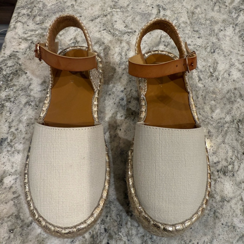 ShuShop Cream and Tan Espadrille Sandals